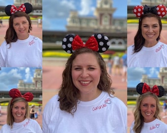 Minnie and Mickey Hand Embroidered Shirt Customizable