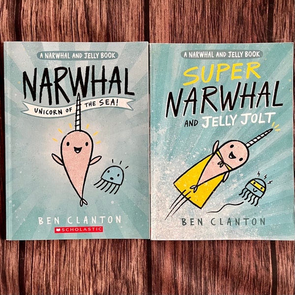 Lot of 2 Narwhal & Jelly Jolt boys girls kids youth children’s chapter books comic books readers reading, Ben Clanton