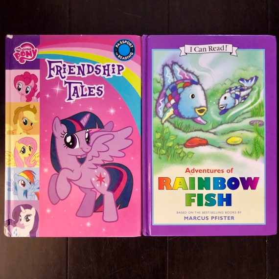 Lot of 2 My Little Pony & Rainbow Fish Collections of 8 Easy Readers  Stories Book Kids Youth Childrens Girls Story Reading 