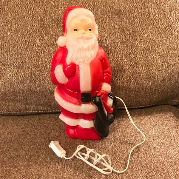 Vintage 1968 Empire small 13" Plastic Christmas Santa Light Up Blow Mold, Indoor Outdoor, Yard Lawn, Blowmold