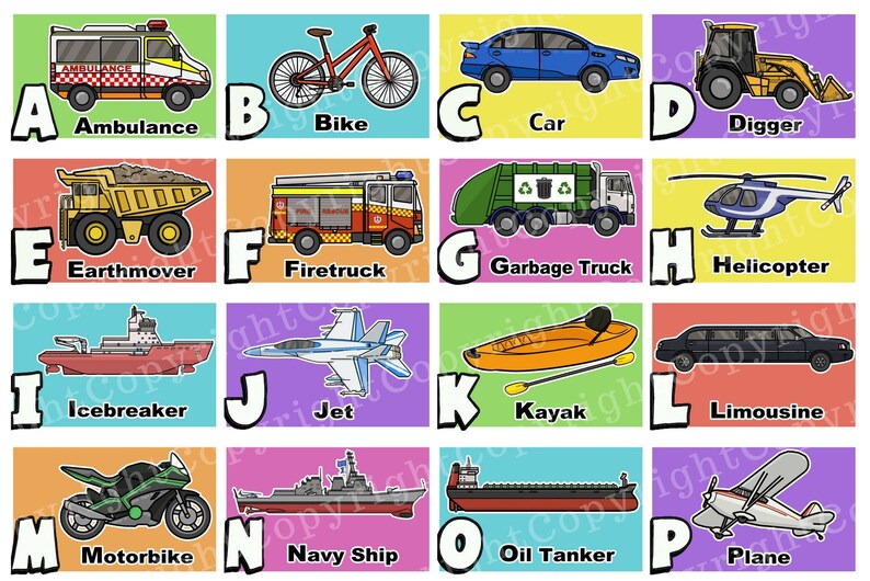 transport abc flash cards transport alphabet minimal abc