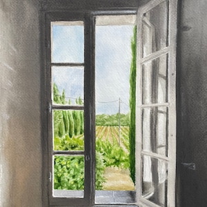 Gravura em Aquarela ou Postal "La Fenêtre"
