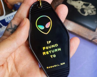 Holographic Foil Alien Roswell, NM Motel Keychain | Alien Art | Acrylic Keychain (FREE SHIPPING)