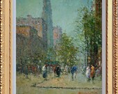 Framed French Cityscape, Jean Morgan Signed, Summer Paris, Texture Impressionism Oil Painting