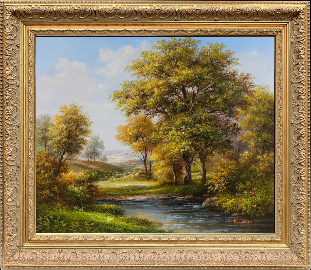 Korean Art Collection Wall Art, Framed Oil Painting, Country Stream
