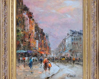 Framed Oil Painting, Signed C Vevers, Snowed, Brooklyn, NY, Winter Cityscape
