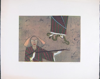 Grabado antiguo, firmado por Saint Clair Cemin, Hijo de Dios, Edición limitada