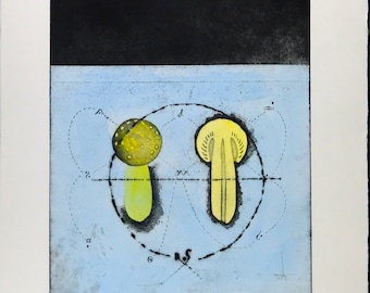 Vintage Print, Modern Abstract Wall Art, Signed and Numbered, Thomas O'Donoghue, Embossed Engraving