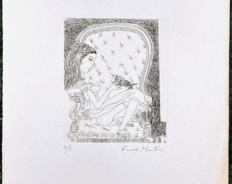 Vintage Print, Pencil Signed, Numbered, Knox Martin, Alice in Wonderland, Artist Proof
