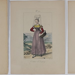 Antique Copperplate Engravings: Victorian Costume Prints, 1820 Hand-Colored Set