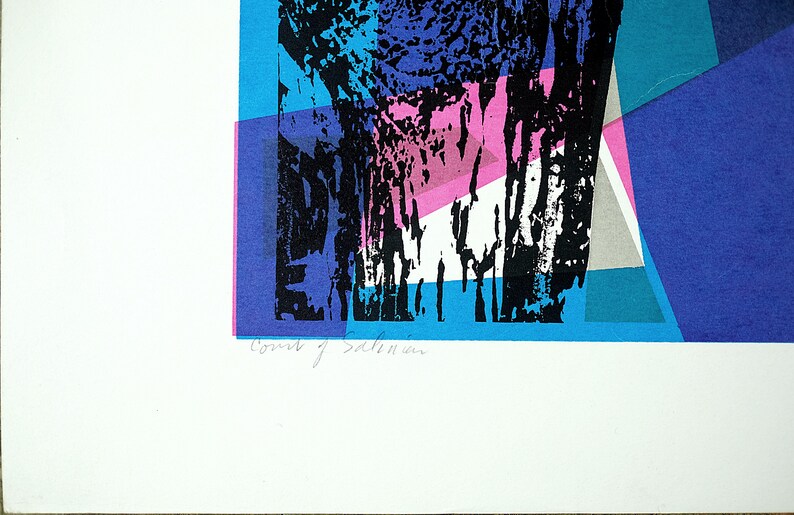 Limited Edition 300 1982 Modern Abstract /'Count of Salvation/' Vintage Screen Print Seong Moy Pencil Signed