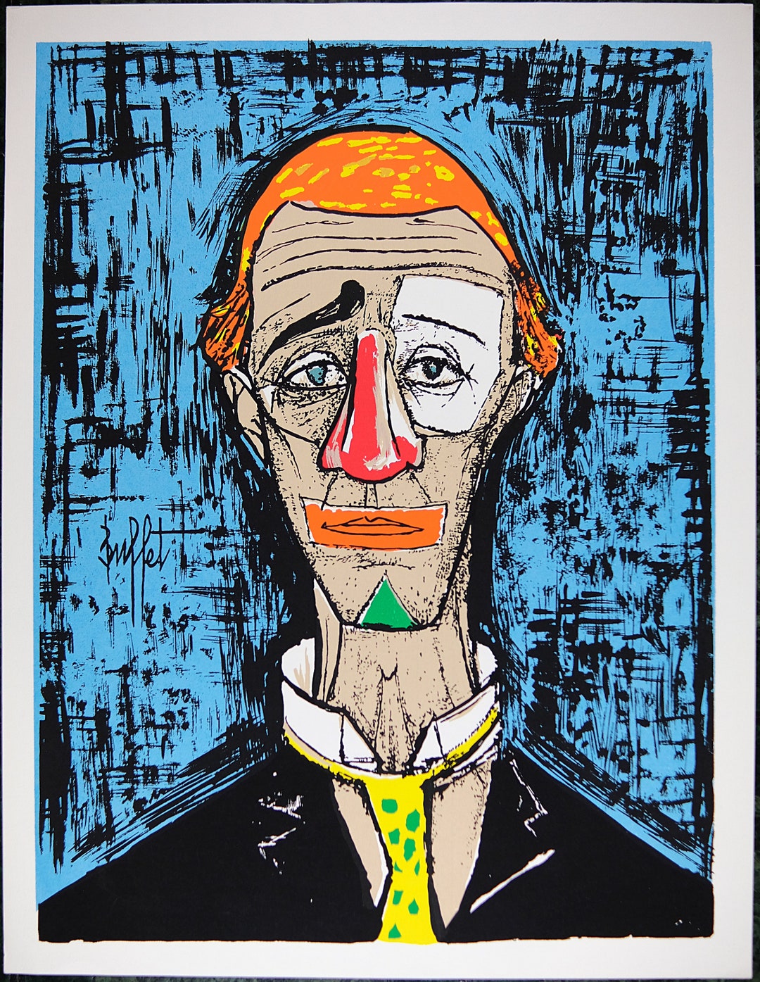 Bernard Buffet 'tete De Clown', Vintage Print Modern Abstract Portrait ...