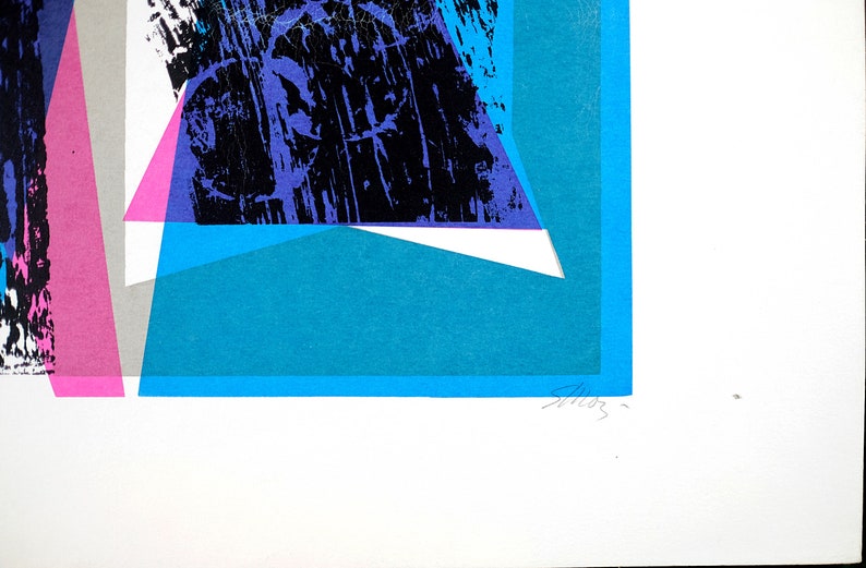 Limited Edition 300 1982 Modern Abstract /'Count of Salvation/' Vintage Screen Print Seong Moy Pencil Signed
