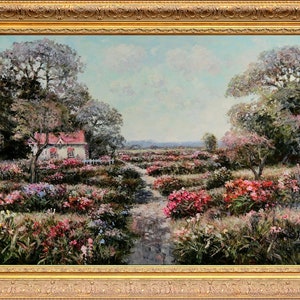 Framed Original Oil On Canvas, Signed Impressionist, Beautiful Summer Field Landscape, Texture, Birthday Gift, Living room, Impressionist