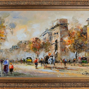 Framed Oil on Canvas, French Landscape, For Gift, Wall Art, Signed by C Vevers, Paris Cityscape, Memorable Gift