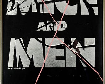 Framed Vintage Opera Poster of Mice and Men, 1982, Greater Miami Theater Print