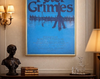 Framed Vintage Opera Poster, Peter Grimes, European Theater Poster, Wall Decor