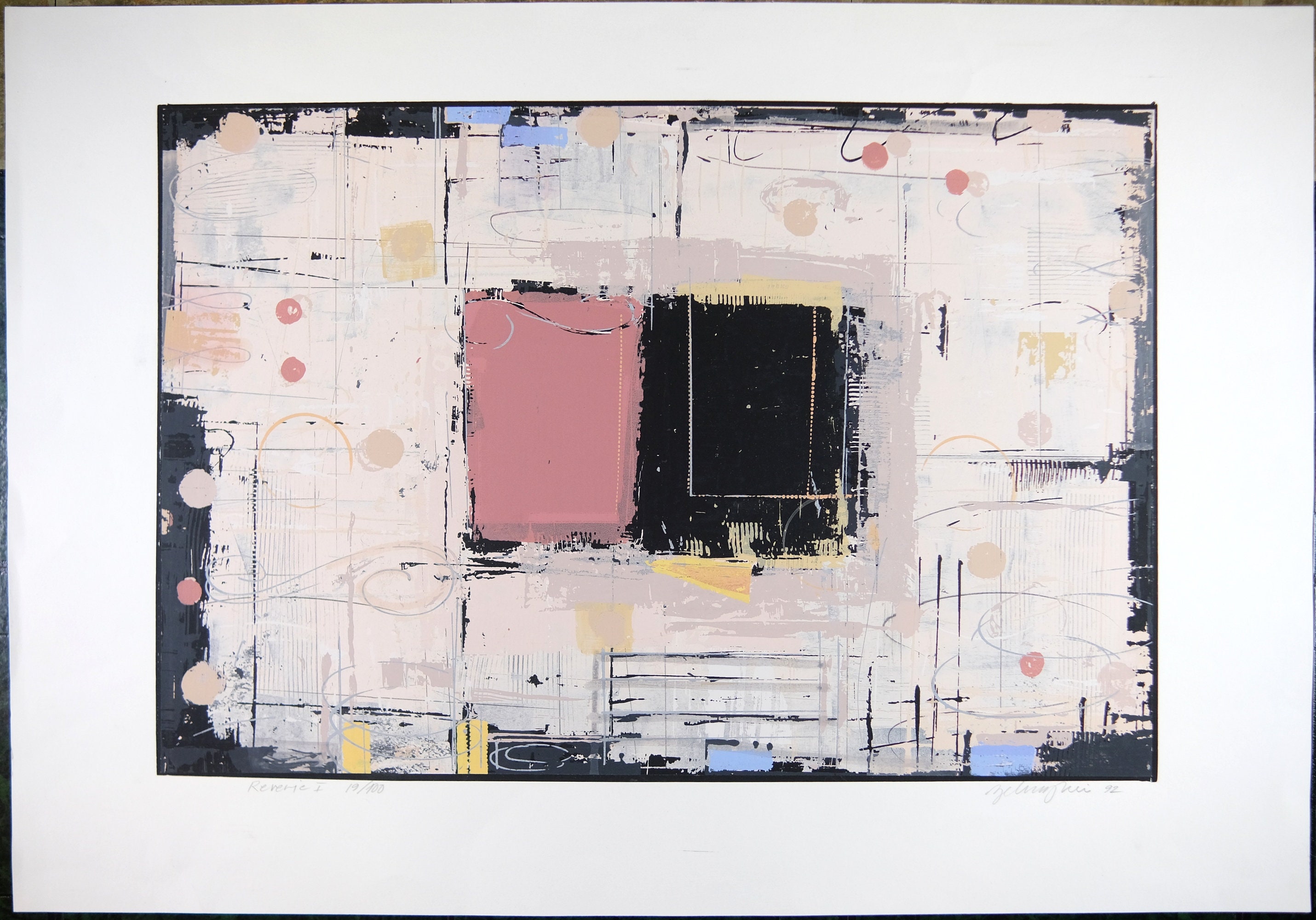 Vintage Modern Abstract Serigraph Print, Hand Signed, Limited Edition 19/100