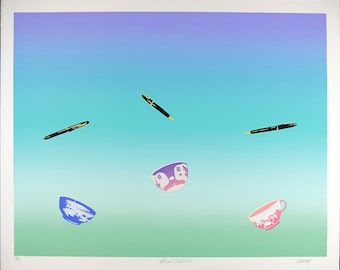 Stampa vintage, edizione limitata di 150 esemplari, serigrafia firmata, Diane Williams 'Afternoon Treasure', arte astratta da parete