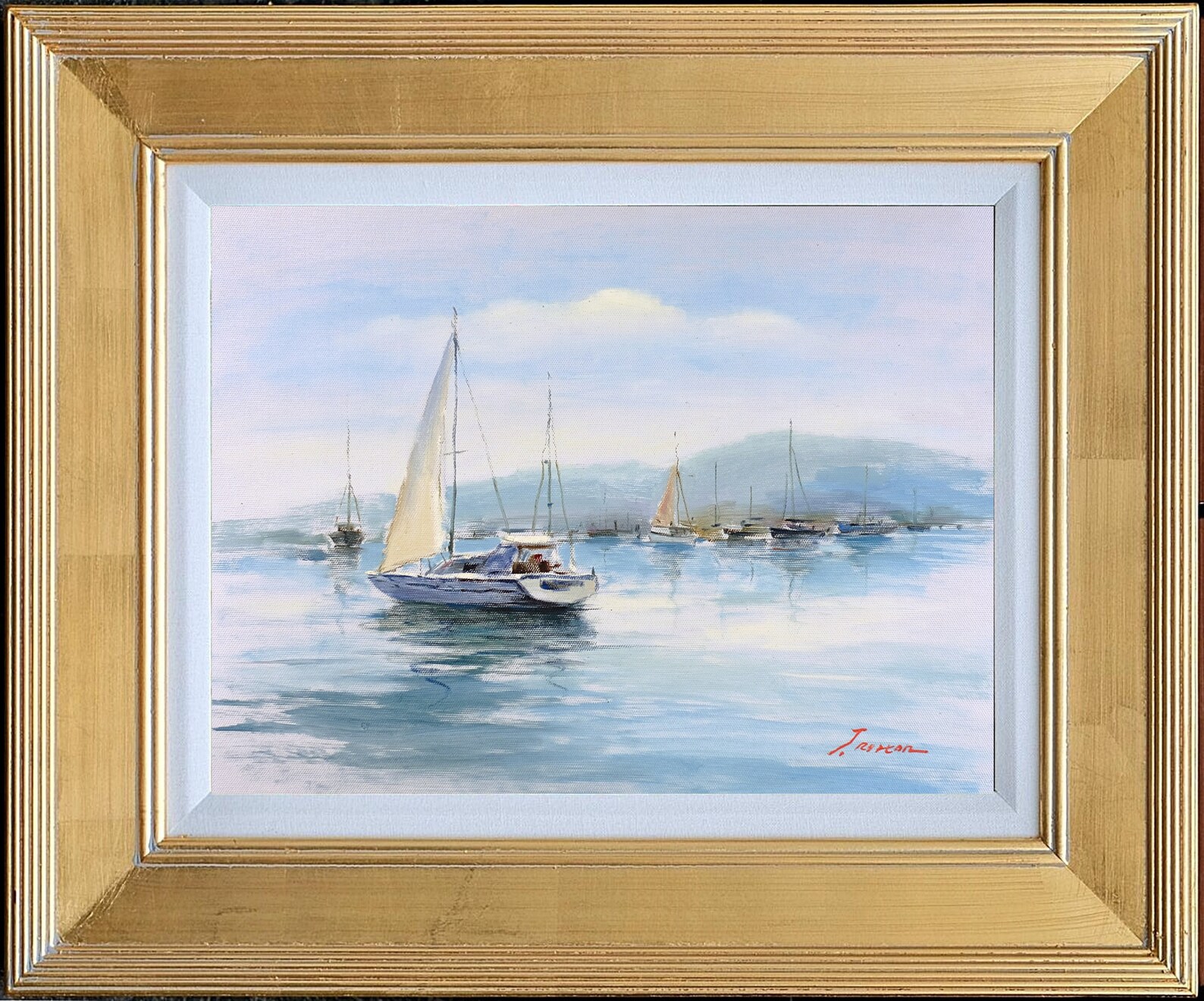 Original Oil Painting with Linen Liner Gold Frame Morning Etsy