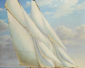 Original Oil Painting on Canvas, Summer Sailing Boats Seascape, HQ Wall Art
