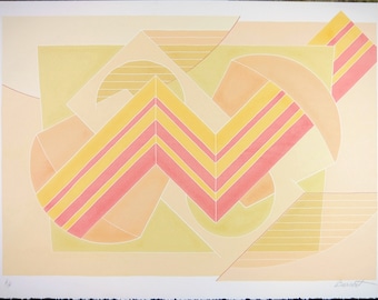 Vintage Print, Modern Abstract Serigraph, Signed Barrett, Limited Edition
