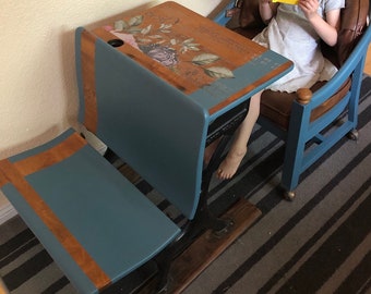 Small Vintage School Desk Etsy
