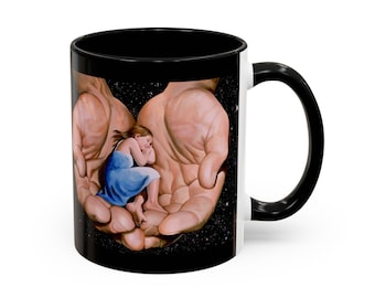 Taza de café con un universo inspirador: diseño de ángel, regalo espiritual