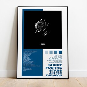 Pop Smoke Shoot for the Stars Aim for the Moon Album Artwork Poster - Tracklist Poster - Album Art Print - Aesthetic Wall Decor - Gift Ideas
