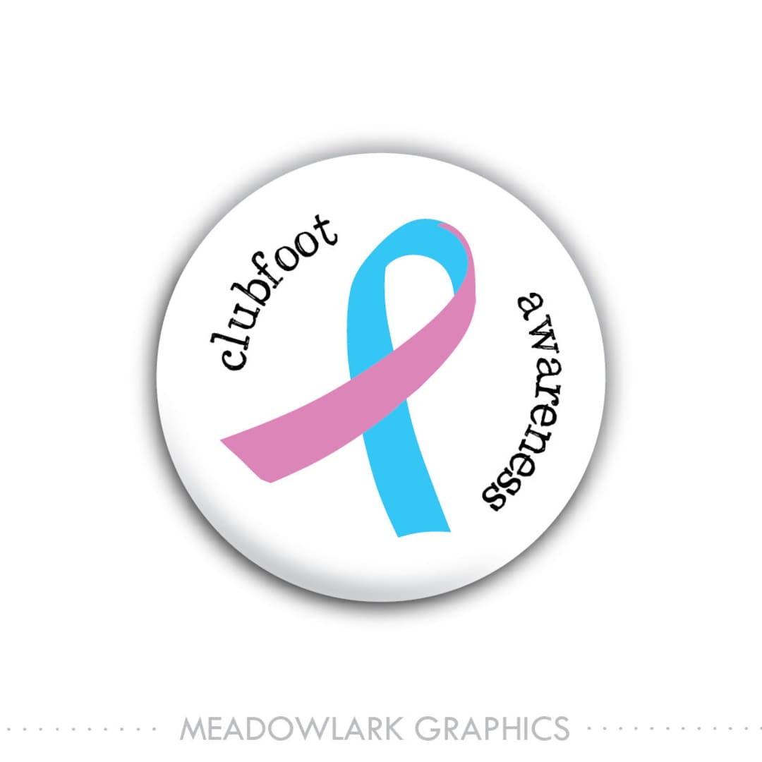 Clubfoot Awareness Ribbon Pink and Blue Pinback Button // Pin Etsy