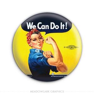 Rosie the Riveter 'We Can Do It!' - Pinback Button // Fridge Magnet // Badge Magnet // Pocket Mirror