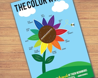 Color Wheel Flower Poster for child-friendly art education // 11 by 17 printable digital download // Back To School
