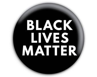 Black Lives Matter BLM Pin Button Badge 1.25" White Stripe Activist Protest Flag