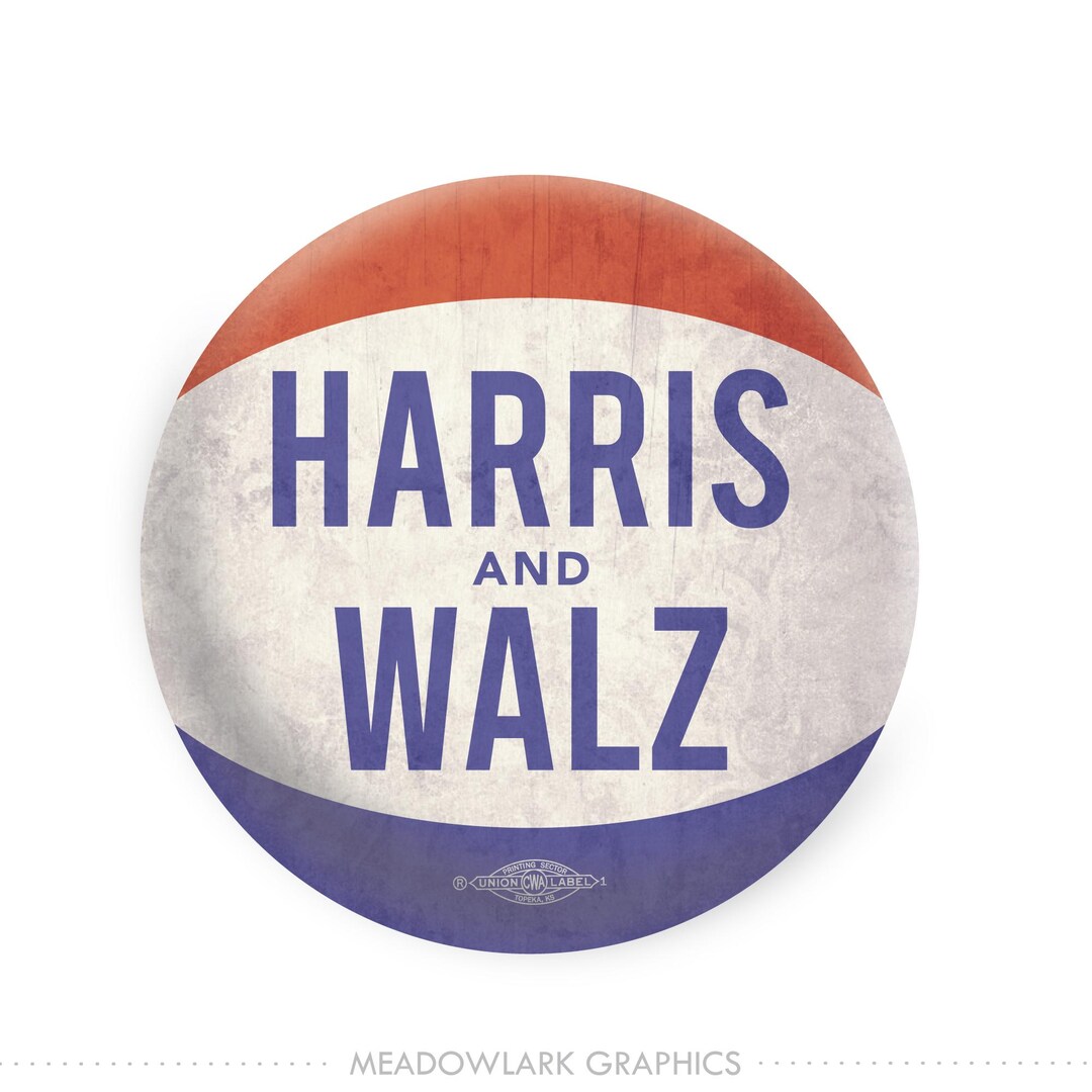 Harris Walz 2024 Vintage FDR Design - Pinback Button // Fridge Magnet ...