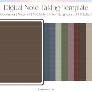 Digital Note Taking Template - Goodnote Notability Noteshelf Template, iPad Notetaking, Cornell Grid Dotted, Earth Tone Template, PDF