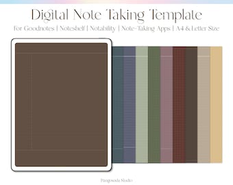 Sjabloon voor het maken van digitale notities - Goodnote Notability Noteshelf-sjabloon, iPad-notities maken, Cornell Grid Dotted, Earth Tone-sjabloon, PDF