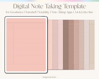 Modello per prendere appunti digitali - Modello Goodnotes, Modello Notability, Modello digitale, Cornell Notes, Colore nudo, Appunti per iPad