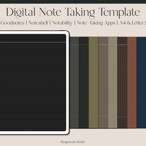 Plantilla de toma de notas digitales en modo oscuro: papel de escritura digital, plantilla Goodnote, plantilla de notabilidad, notas de estudiantes, papel digital