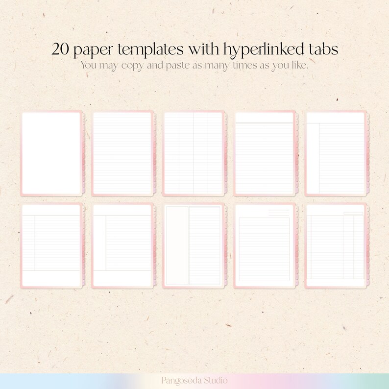 Digital Portrait Notebook,12 Hyperlinked Tabs for Goodnotes Notability ...