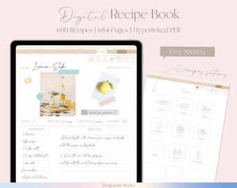 Digital Recipe Book- Recipe Planner, Meal planner, Digital Cookbook, Recipe Journal, Notability, Goodnotes Recipes, Kitchen Conversions