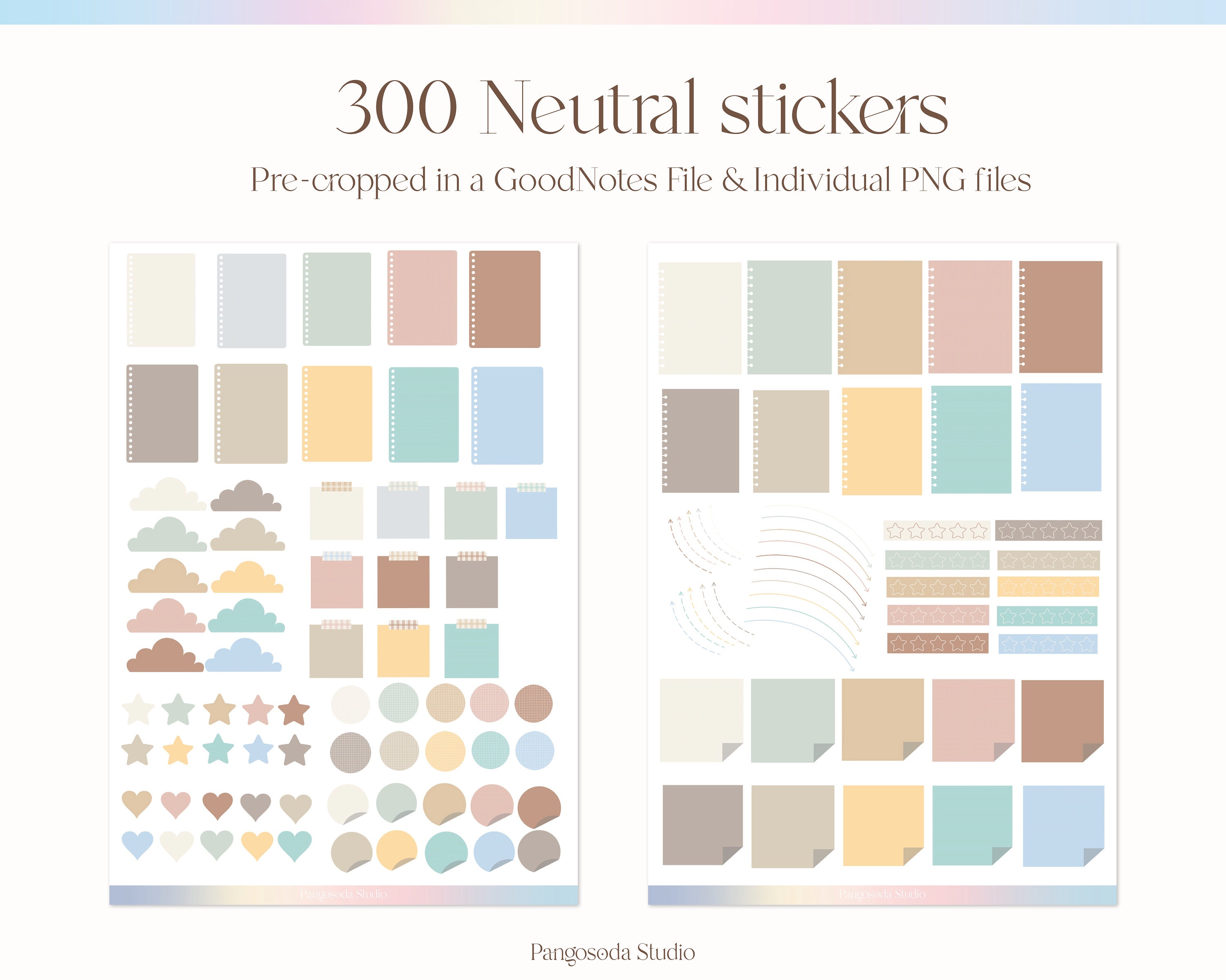 300 Neutral Digital Stickers - Digital Planner Stickers for Goodnotes ...