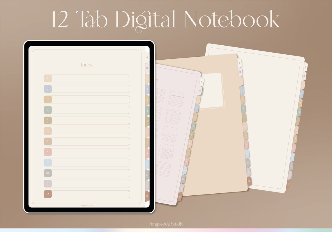Digital Notebook-12 Subject Hyperlinked Tab for Goodnotes - Etsy