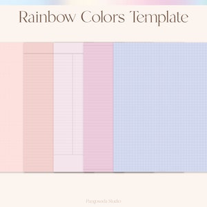 Pu&ograve; includere: Un modello stampabile con cinque sezioni di carta di diversi colori. Le sezioni sono rosa, rosa chiaro, bianco, rosa chiaro e azzurro. Ogni sezione ha un motivo diverso, tra cui una griglia, linee e punti.