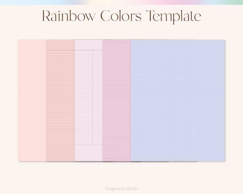 Pu&ograve; includere: Un modello stampabile con cinque sezioni di carta di diversi colori. Le sezioni sono rosa, rosa chiaro, bianco, rosa chiaro e azzurro. Ogni sezione ha un motivo diverso, tra cui una griglia, linee e punti.