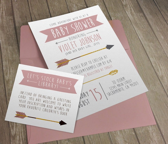 Book Insert Baby Shower Boy Arrows Boho Pink Library Etsy Book Insert Baby Shower Boy Arrows Boho Pink Library Etsy