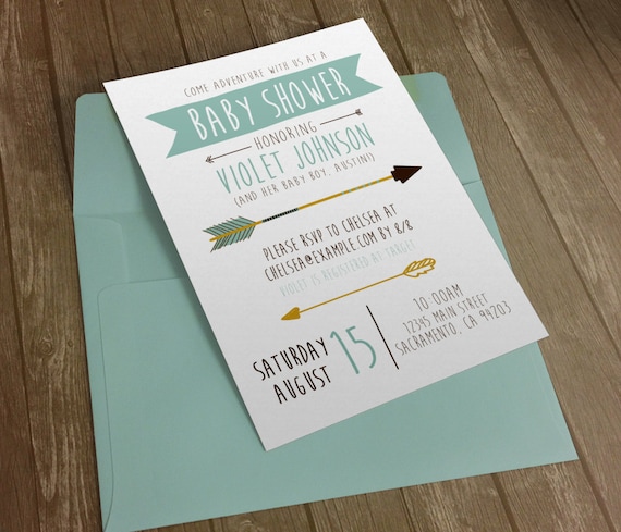 Baby Boy Shower Invitation Boys Adventure Arrows