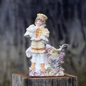 Rococo Victorian Figurine Planter Vase. Porcelain/Bone China Planter Vase.Rococo Decor. Victorian Vase. Edwardian Vase. Bisque Planter. #f5 image 2