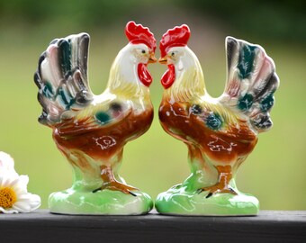 ROOSTER FIGURINES | Chicken Figurines | Mid-century Chickens