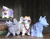 LOT of Vintage Ceramic COW CREAMERs Farmhouse Dairy Milk Cow Creamers Cow Collectibles