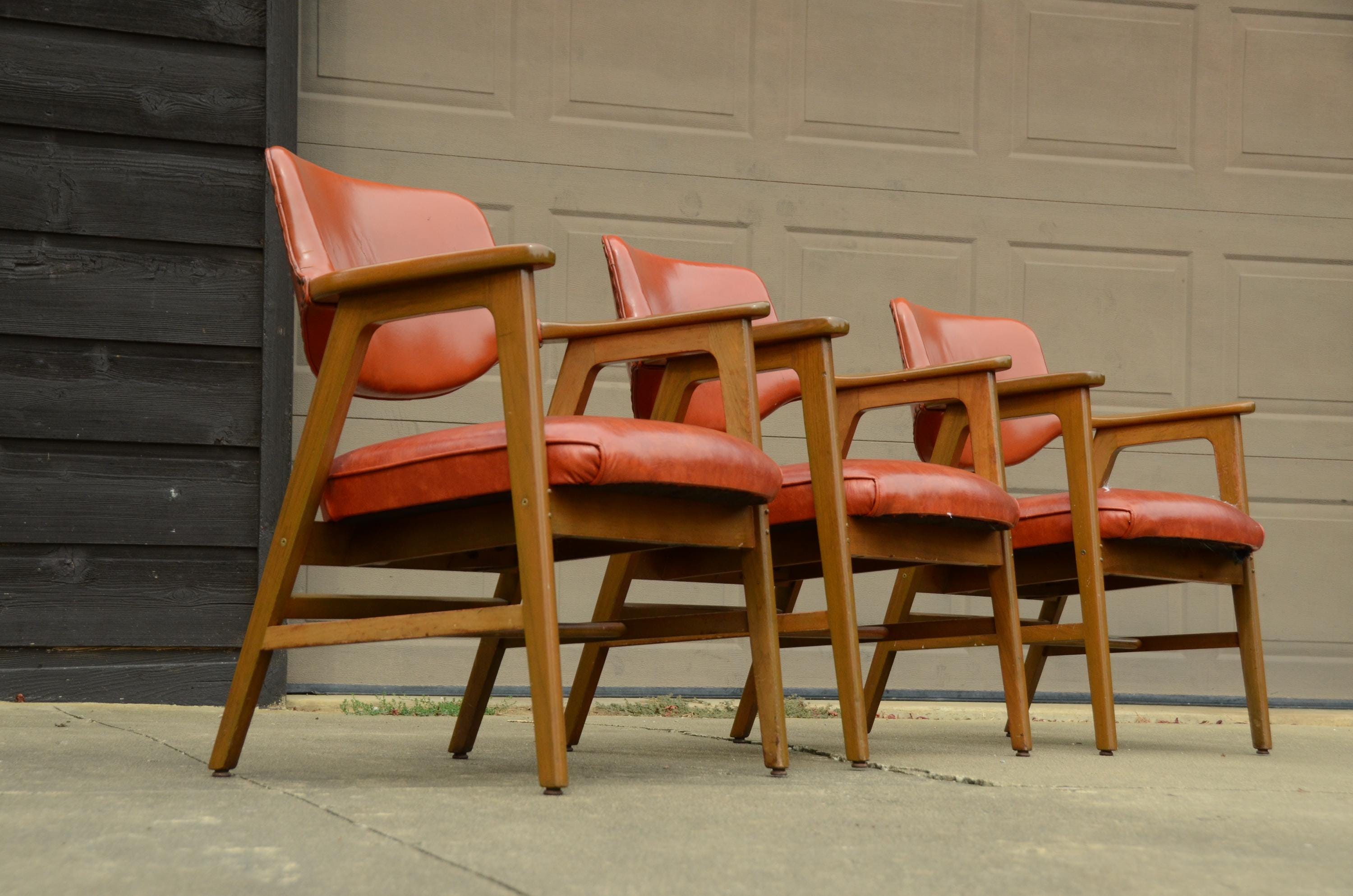 Walnut Chair Vintage Gunlocke Chair Genuine Gunlocke Chairs